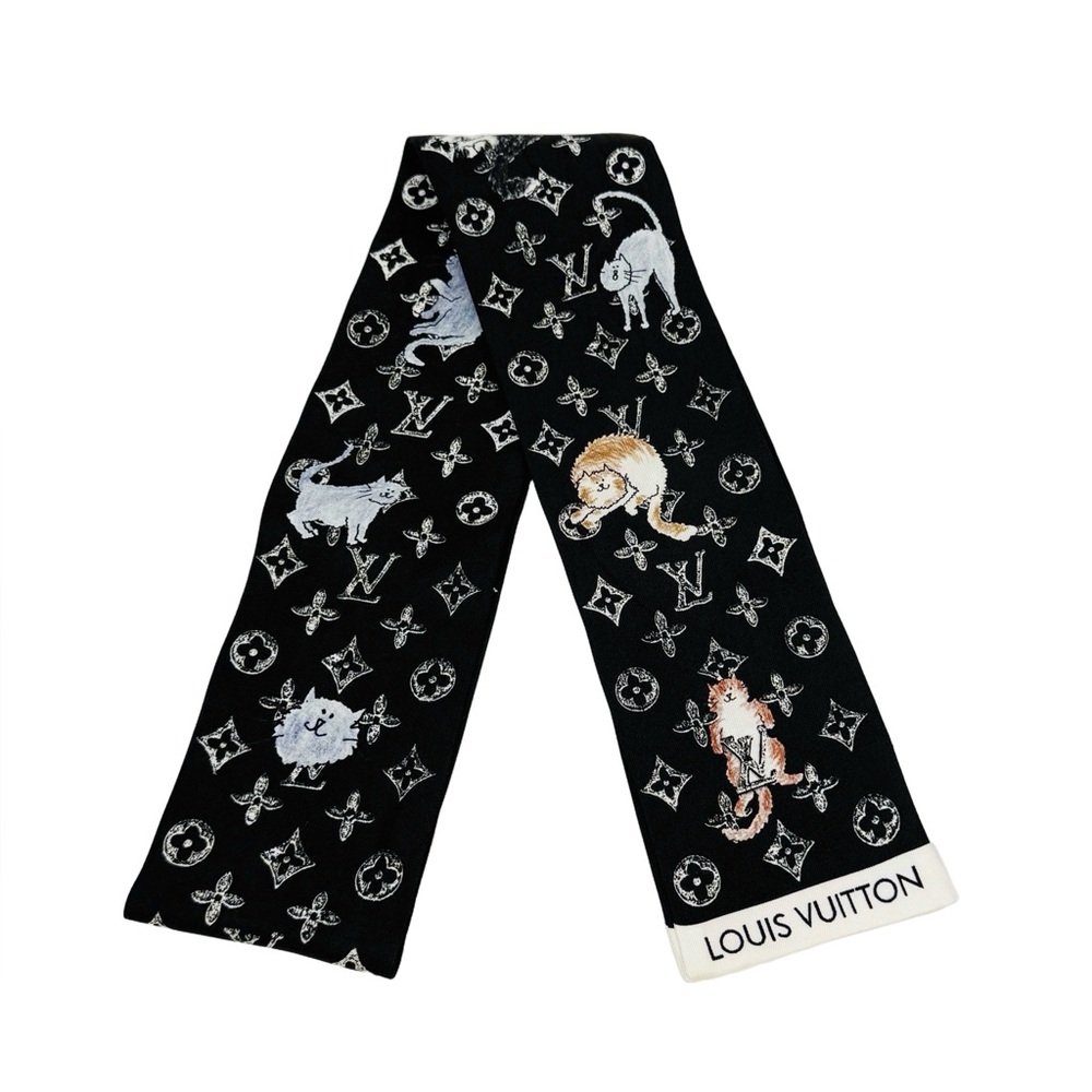 Louis Vuitton Grace Coddington Catogram Silk Bandeau Scarf Black White Limited